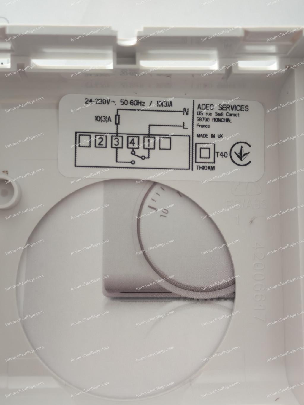 branchement thermostat d'ambiance