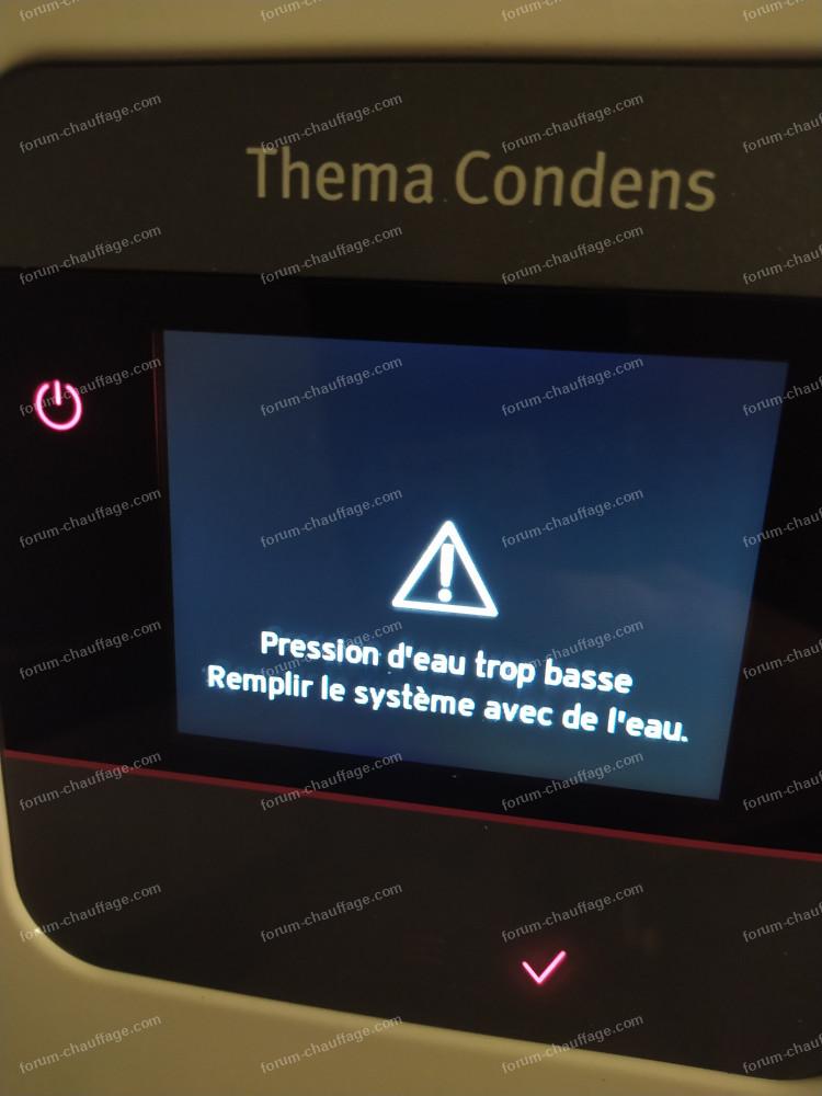 pression trop basse chaudière Bulex