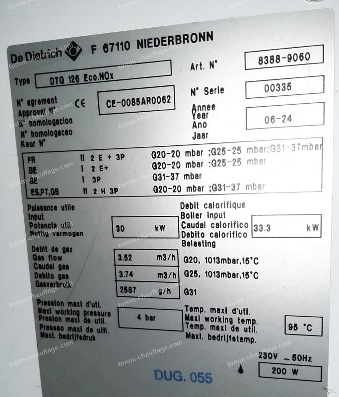 problème chaudière DTG 126 Econox